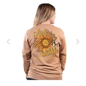Simply Southern Bumble Bee Sunflower Long Sleeve T-Shirt Large
